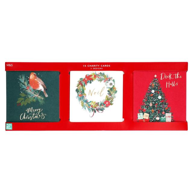 M & S Foliage Charity Christmas Card Pack, 15 Per Pack