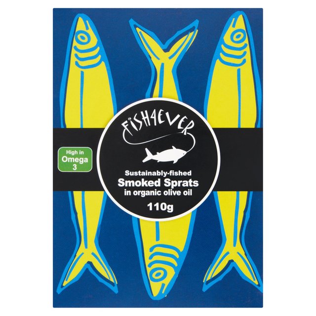 Fish 4 Ever Smoked Sprats in Organic Extra Virgin Olive Oil, 110g