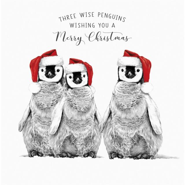 Xmas Three Penguins Card, 3 Per Pack