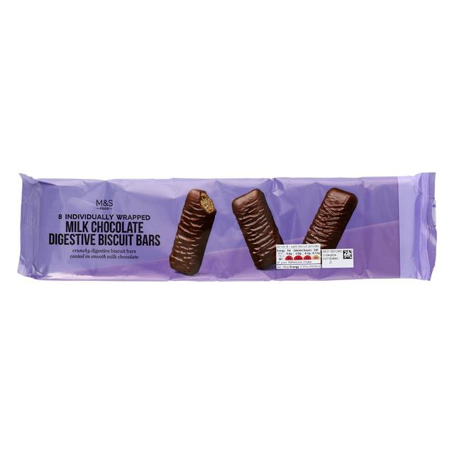 M & S 8 Chocolate Digestive Biscuit Bars, 182g