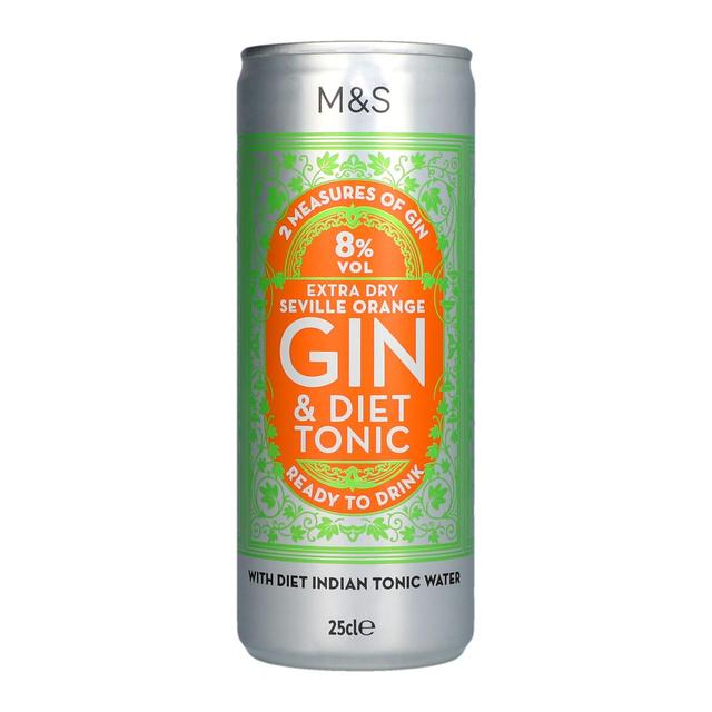 M & S Seville Orange Gin & Diet Tonic, 25cl