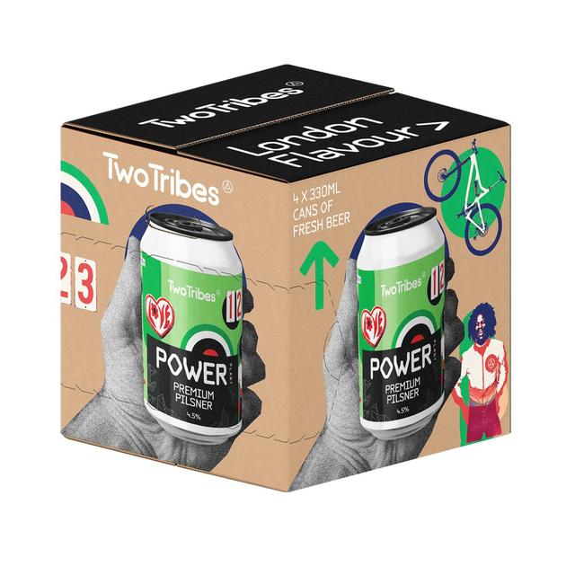 Two Tribes Power Plant Natural Lager, 4 x 330ml