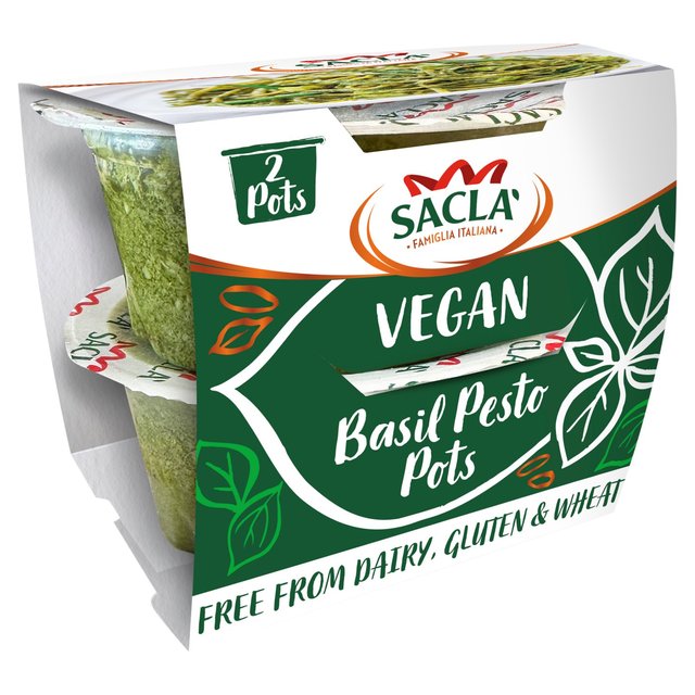 Sacla’ Vegan Basil Pesto Pots, 2 x 45g