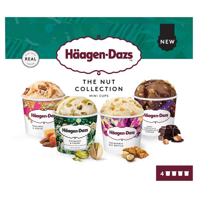 HÃ¤agen-Dazs Nut Collection Mini Cups Ice Cream, 4 x 95ml