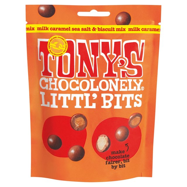 Tony’s Chocolonely Littl’ Bits Milk Caramel Sea Salt & Biscuit Mix, 100g