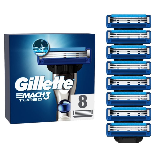 Gillette Mach 3 Turbo Razor Blades, 8 Per Pack