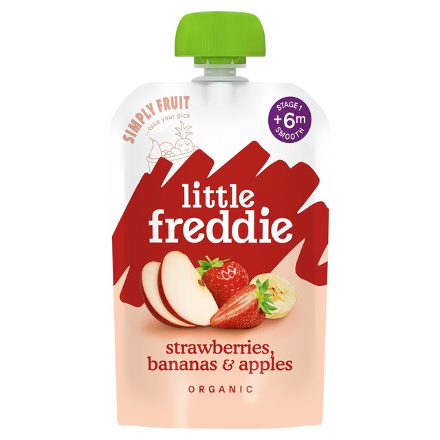 Little Freddie Organic Fragrant Strawberries, Bananas & Apples, 100g