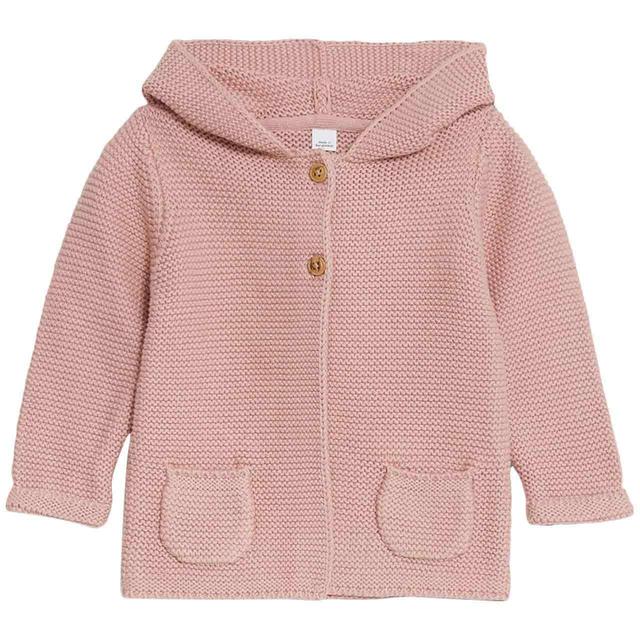 M & S Hooded Chunky Cardigan, 9-12 Months, Rose