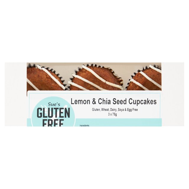 Sue’s Gluten Free Kitchen Vegan Lemon & Chia Cupcakes, 3 x 75g