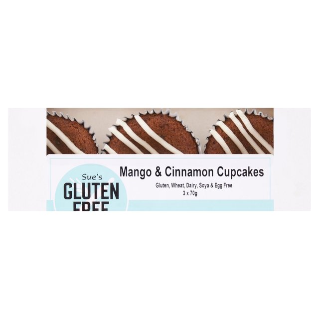 Sue’s Gluten Free Kitchen Vegan Mango & Cinnamon Cupcakes, 3 x 75g