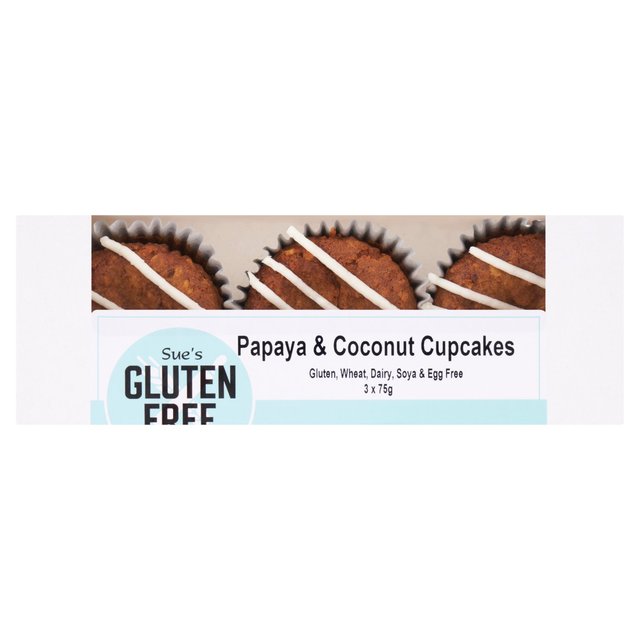 Sue’s Gluten Free Kitchen Vegan Papaya & Coconut Cupcakes, 3 x 75g
