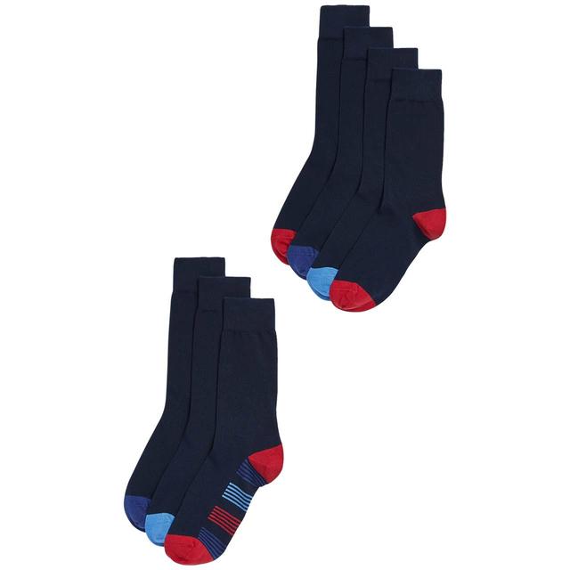M & S Mens Cool & Fresh Cotton Rich Socks, Size 7 Pack, 6-8, Navy