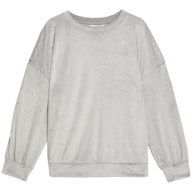 M & S Flexifit Foil Polka Dot Velour Lounge Sweatshirt, Large, Silver Grey
