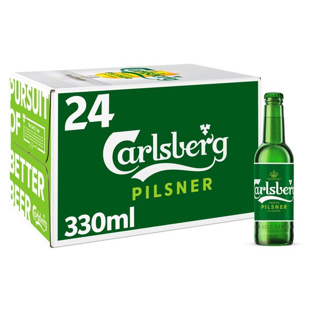Carlsberg Pilsner Danish Lager Beer Bottles, 24 x 330ml