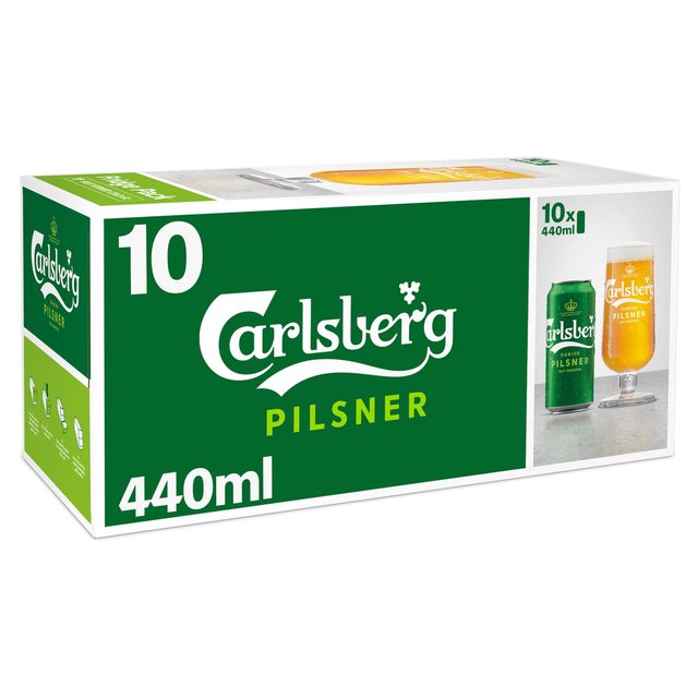 Carlsberg Pilsner Danish Lager Beer Cans, 10 x 440ml