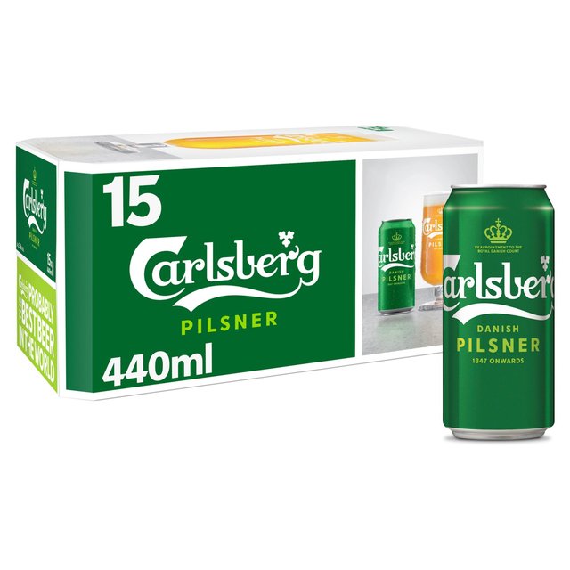 Carlsberg Pilsner Danish Lager Beer Cans, 15 x 440ml