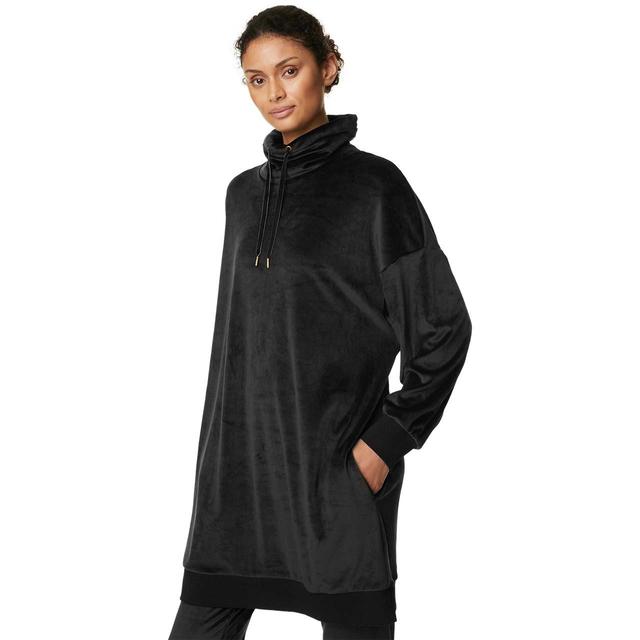 M&S Flexifit Velour Short Lounge Dress, Size Medium, Black