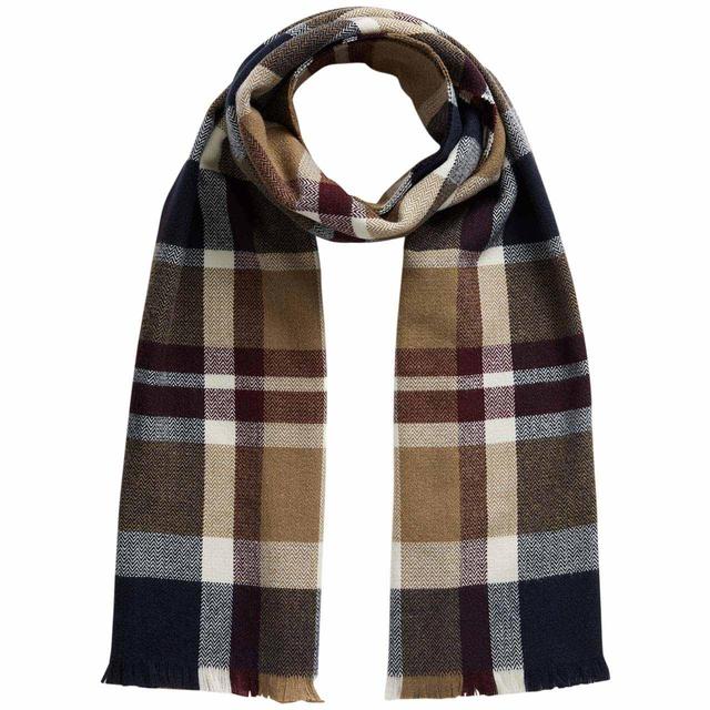 M & S Checked Blanket Scarf, Camel Mix, One Size