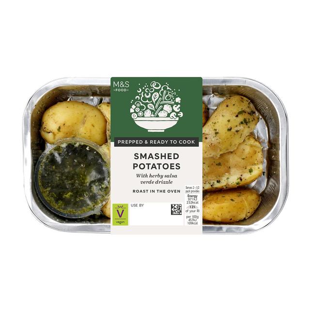 M & S Smashed Potatoes With Salsa Verde Drizzle, 425g