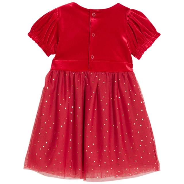 M&S Christmas Spot Dress with tights, 18-24 months, Red | Ocado