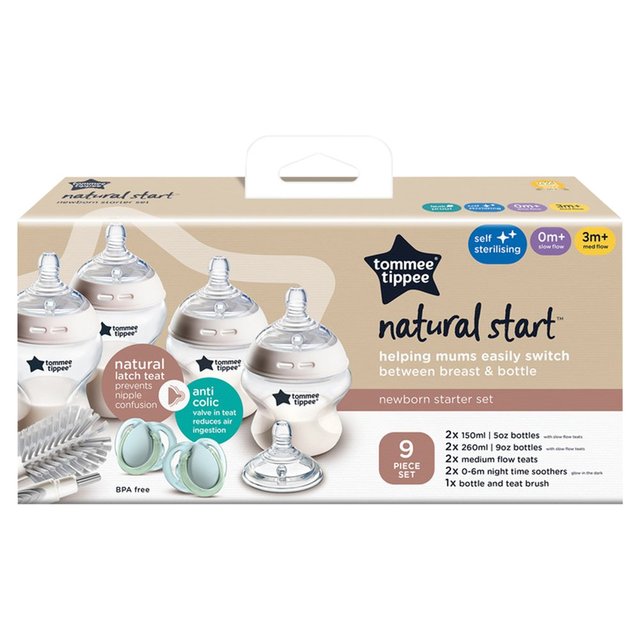Tommee Tippee Closer To Nature Newborn Baby Bottle Starter Set, Muted
