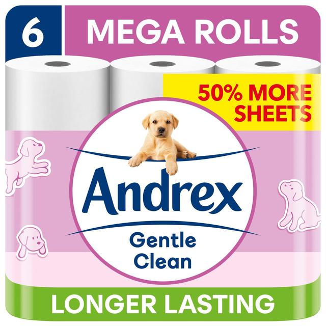 Andrex Gentle Clean Mega Toilet Roll, 6 Per Pack