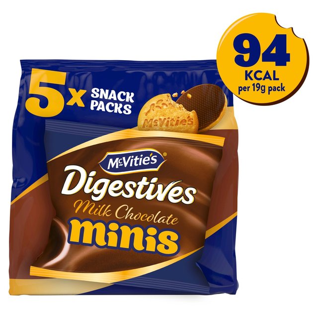 McVitie’s Chocolate Digestive Mini’s Multipack Biscuits, 5 x 19g