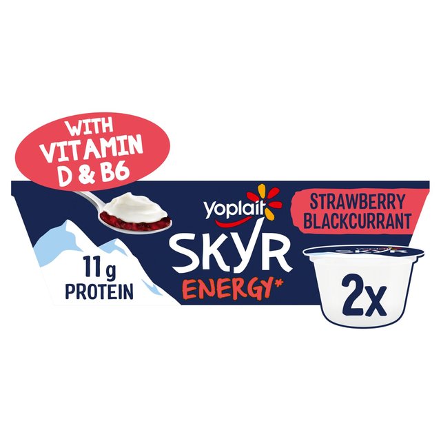 Yoplait Skyr Strawberry & Blackcurrant Protein Yoghurt Pots, 2 x 140g