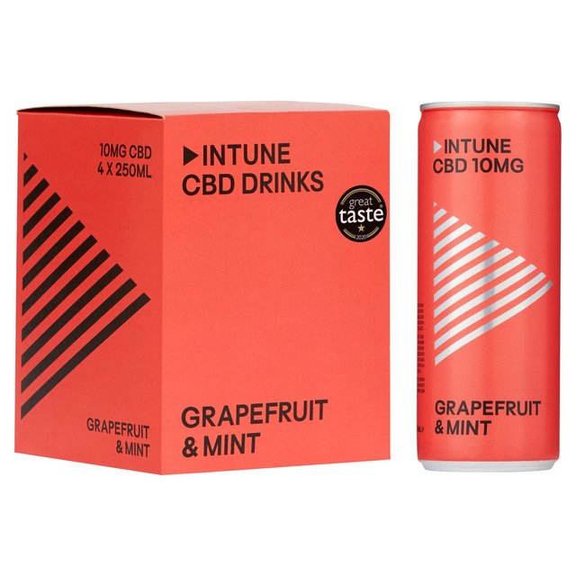 Intune Grapefruit & Mint Sparkling Cbd Drink, 4 x 250ml