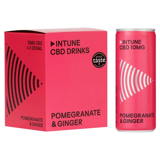 Intune Pomegranate & Ginger Sparkling Cbd Drink, 4 x 250ml