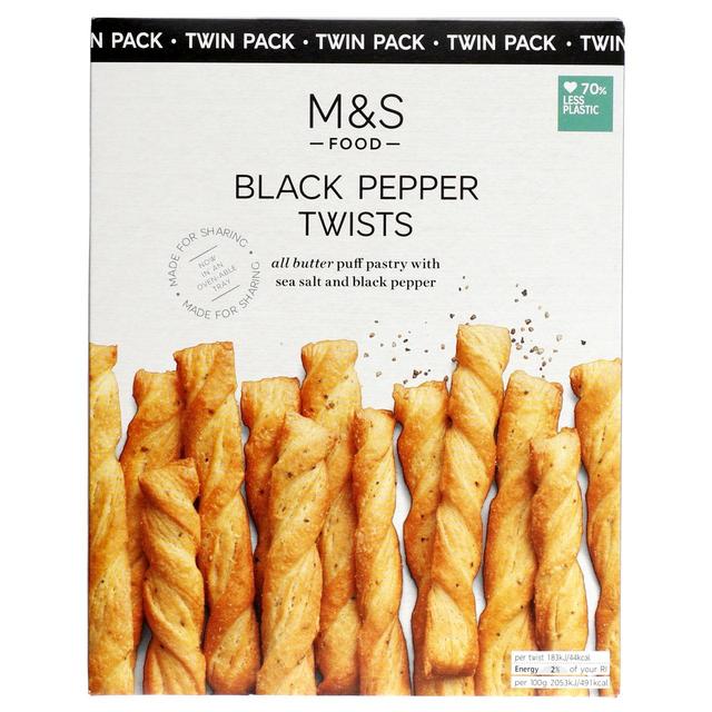 M & S Black Pepper Twists Twin Pack, 250g