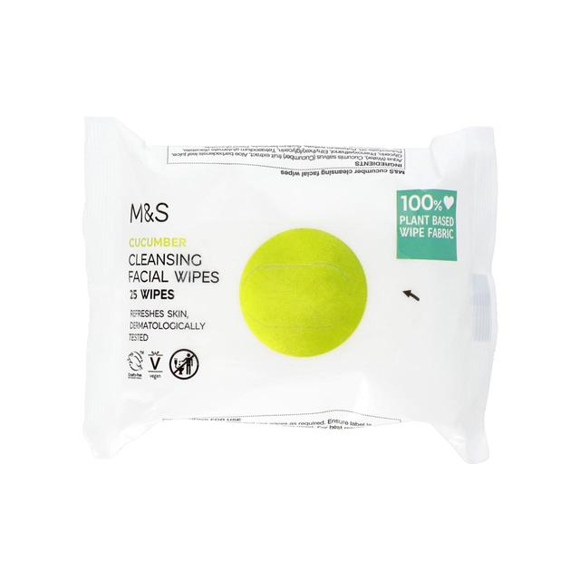 M & S Cucumber Cleansing Facial Wipes, 25 Per Pack