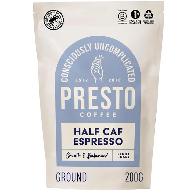 Presto Half Caf Espresso Ground Coffee, 200g