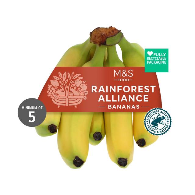 M & S Rainforest Alliance Small Bananas, 6 Per Pack