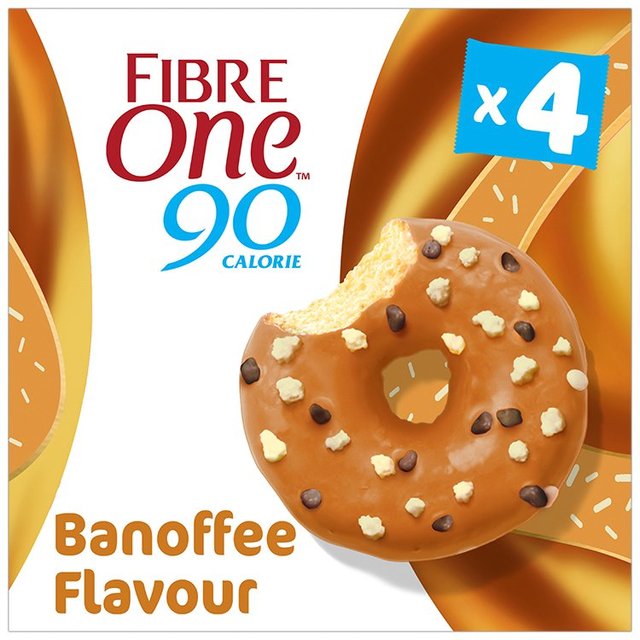 Fibre One 90 Calorie Doughnuts Banoffee Flavour, 4 x 23g