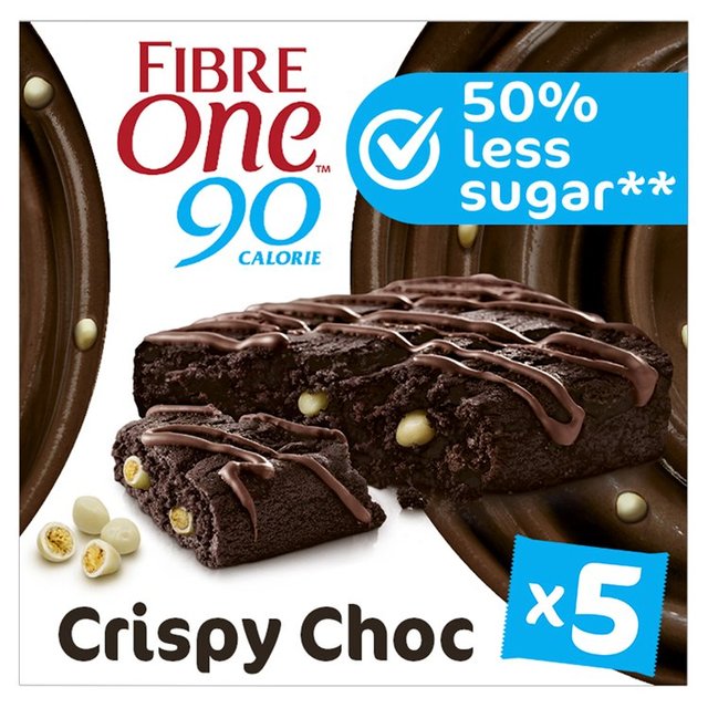 Fibre One 90 Calorie Crispy Choc Brownies Snack Bars, 5 x 24g