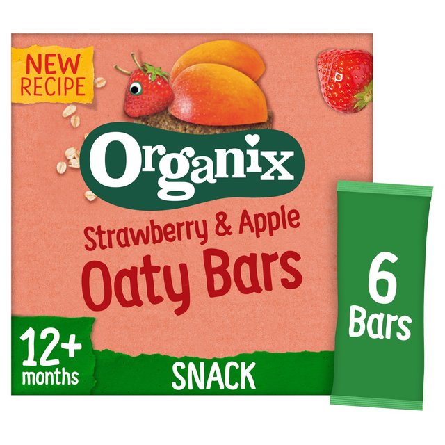 Organix Strawberry & Apple Organic Soft Oaty Bars Toddler Snack Multipack, 6 x 23g