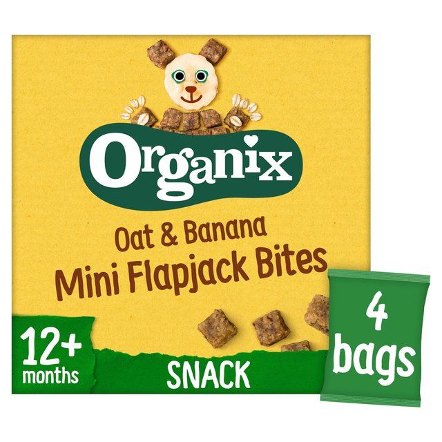 Organix Mini Organic Oat & Banana Flapjack Toddler Snacks Multipack, 4 x 20g