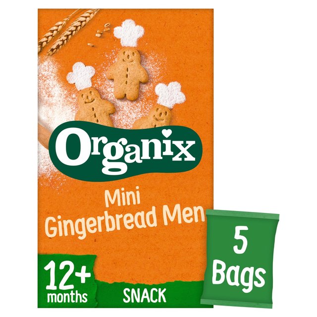 Organix Mini Gingerbread Men Organic Toddler Snack Biscuits Multipack, 5 x 20g