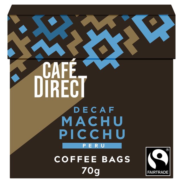Cafedirect Fairtrade Machu Picchu Decaf Coffee Bags, 10 per Pack