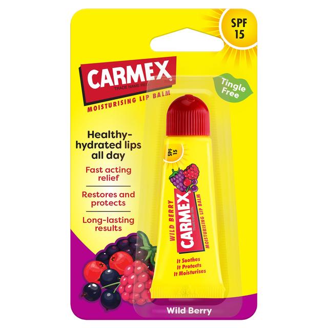 Carmex Lip Balm Wildberry Tingle Free Tube SPF 15, 10g