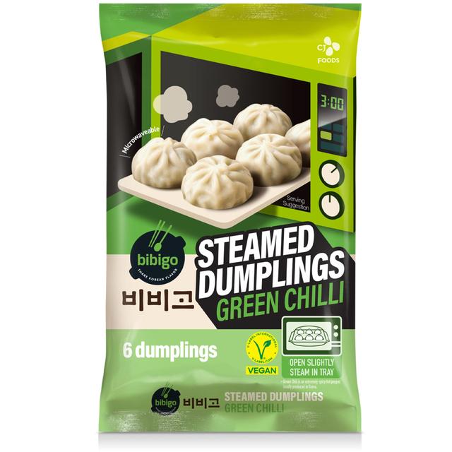 CJ Foods Bibigo Korean Spicy Green Chili Steamed Dumpling, 168g
