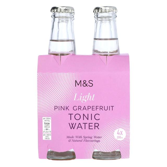 M & S Light Pink Grapefruit Tonic Water, 4 x 200ml