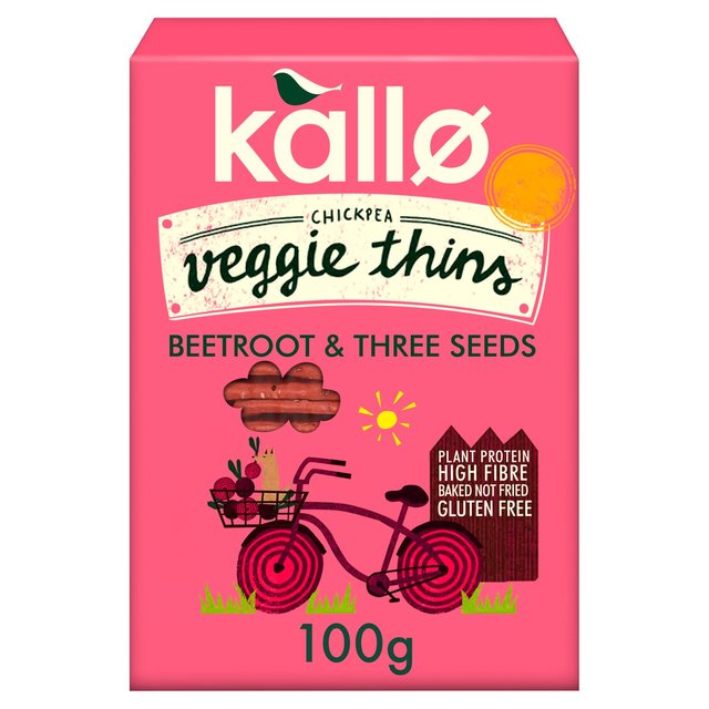 Kallo Veggie Thins Beetroot & Three Seed, 100g