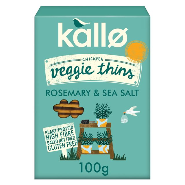 Kallo Veggie Thins Rosemary & Sea Salt, 100g