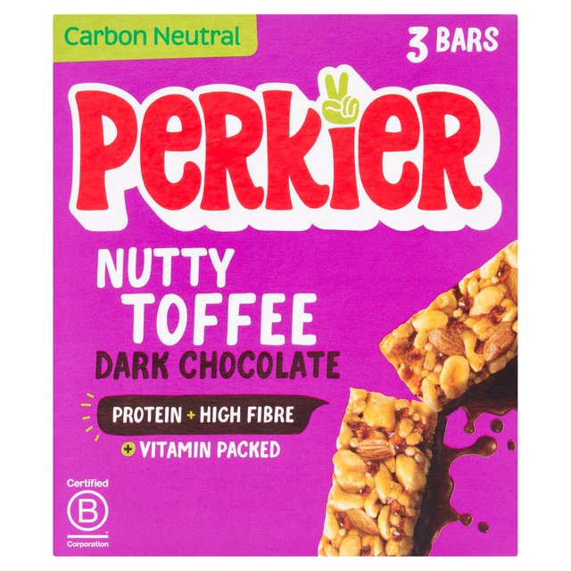Perkier Nutty Toffee & Dark Chocolate Vitamin Bars 3 x 37g