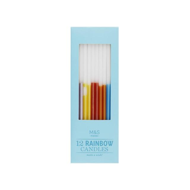 M & S Ombre Rainbow Birthday Candles, 12 per Pack