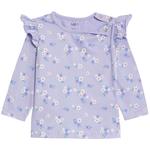 M&S Cotton Floral Long Sleeve Top, 0 Months-3 Years, Purple