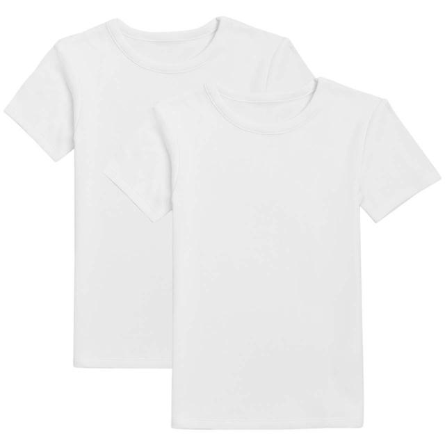 M & S Boys Thermal Cotton Blend Short Sleeve White Vests, 2 Pack, 8-9 Years, 2 per Pack