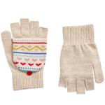 M&S Fairisle Print Flip-top Glove, 3-10 Years, Oatmeal